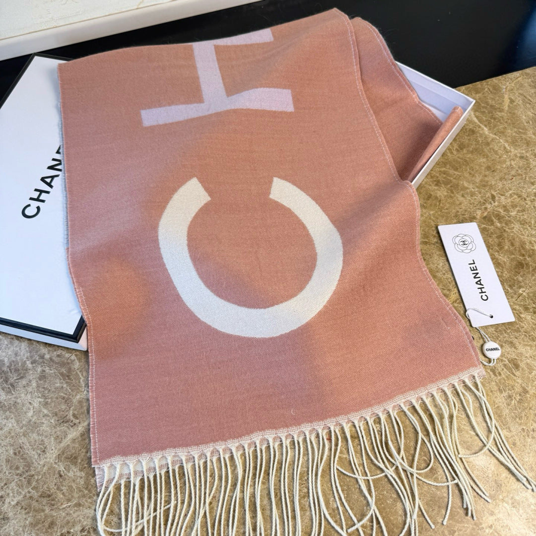 CC 25 Scarf 200cm White Pink Lambswool 968390