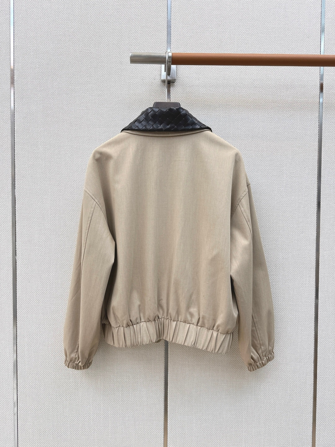 Bottega Veneta 2026 Intrecciato Blouson Jacket Beige Cotton 368012
