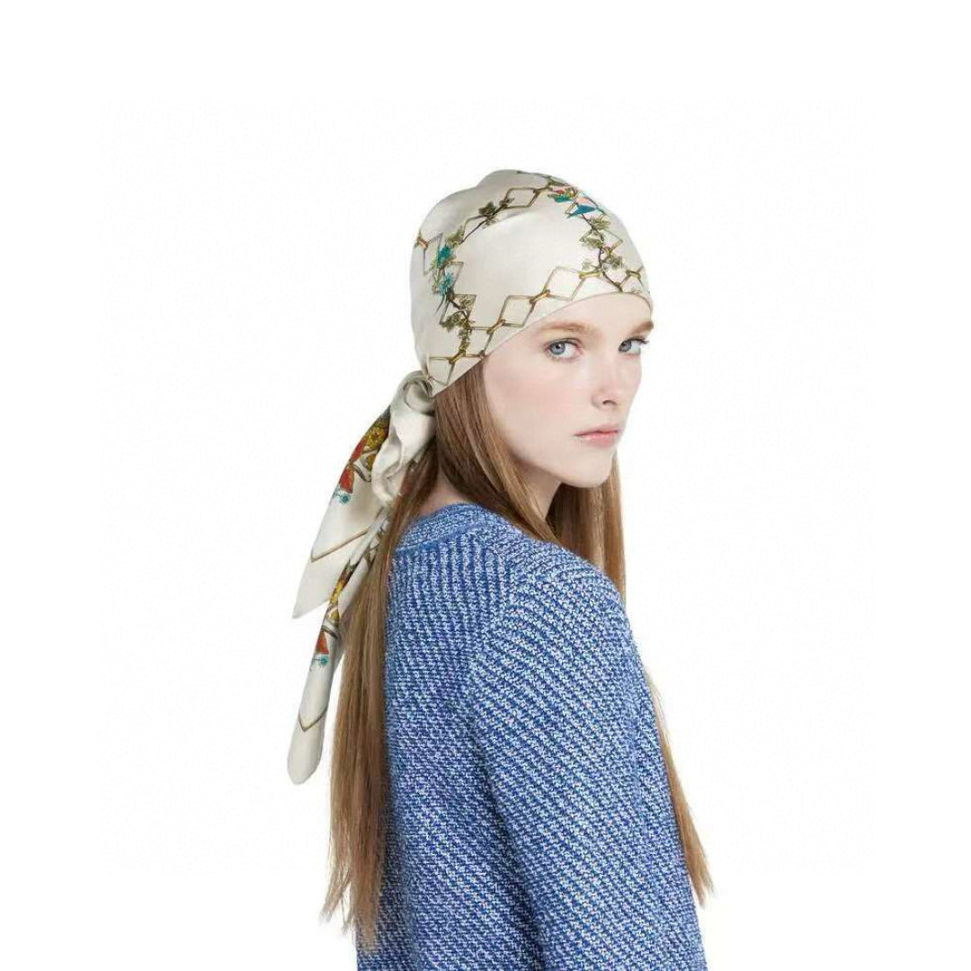 GG Signature Floral Scarf 90CM Cream Muticolor Twill Mulberry Silk 280661