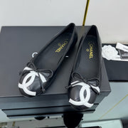 CC 25 Cambon Ballet Flat Black White Quilted Calfskin