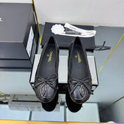 CC Loafers Black Sheepskin Mix Bow 297795