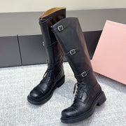 MIU MIU Cowboy High Boots Black Sheepskin 461845