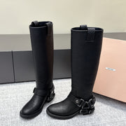 MIU MIU high boots black sheepskin 461852