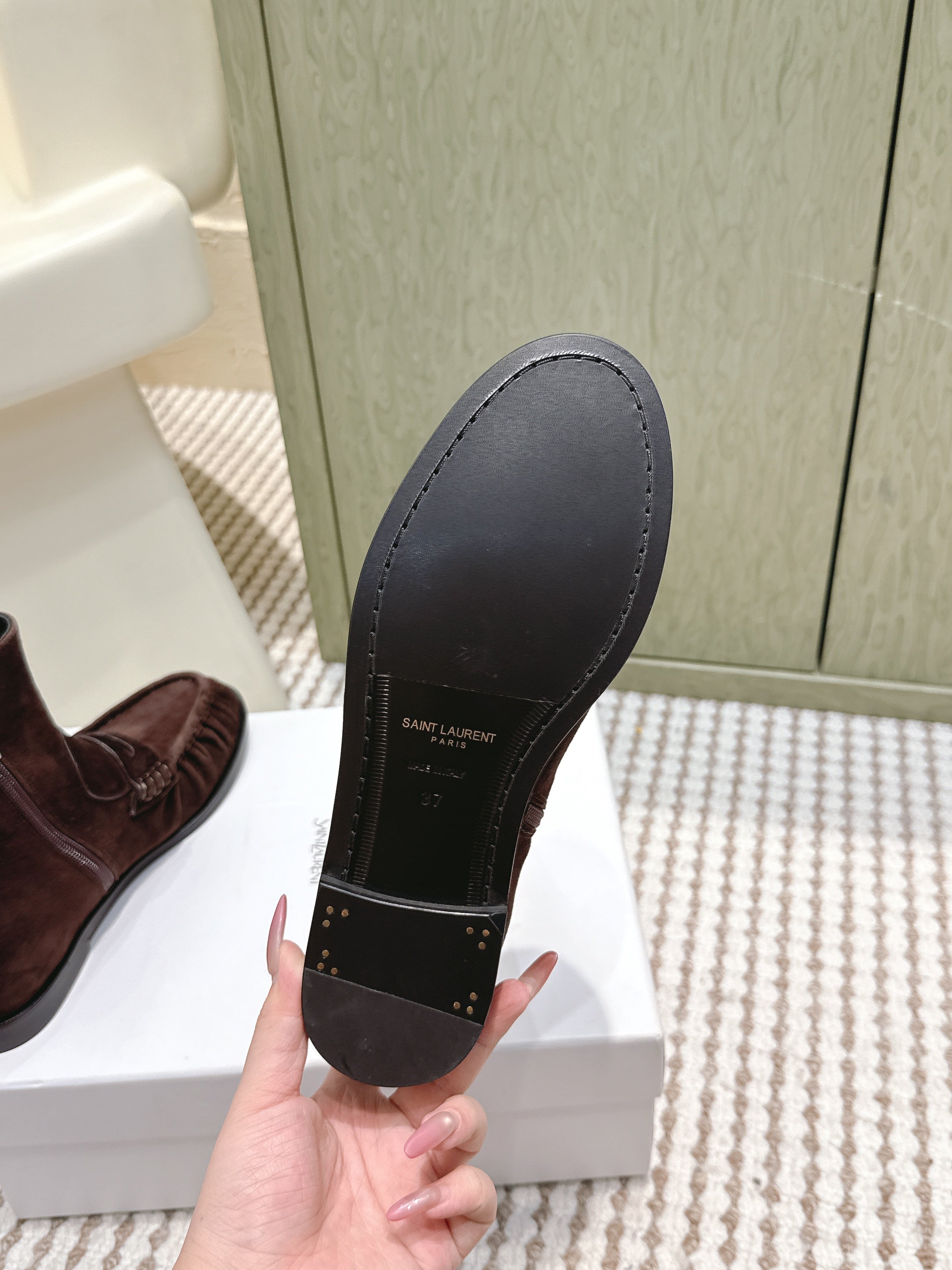 YSL 2025 High-top Loafer Brown Suede 569418