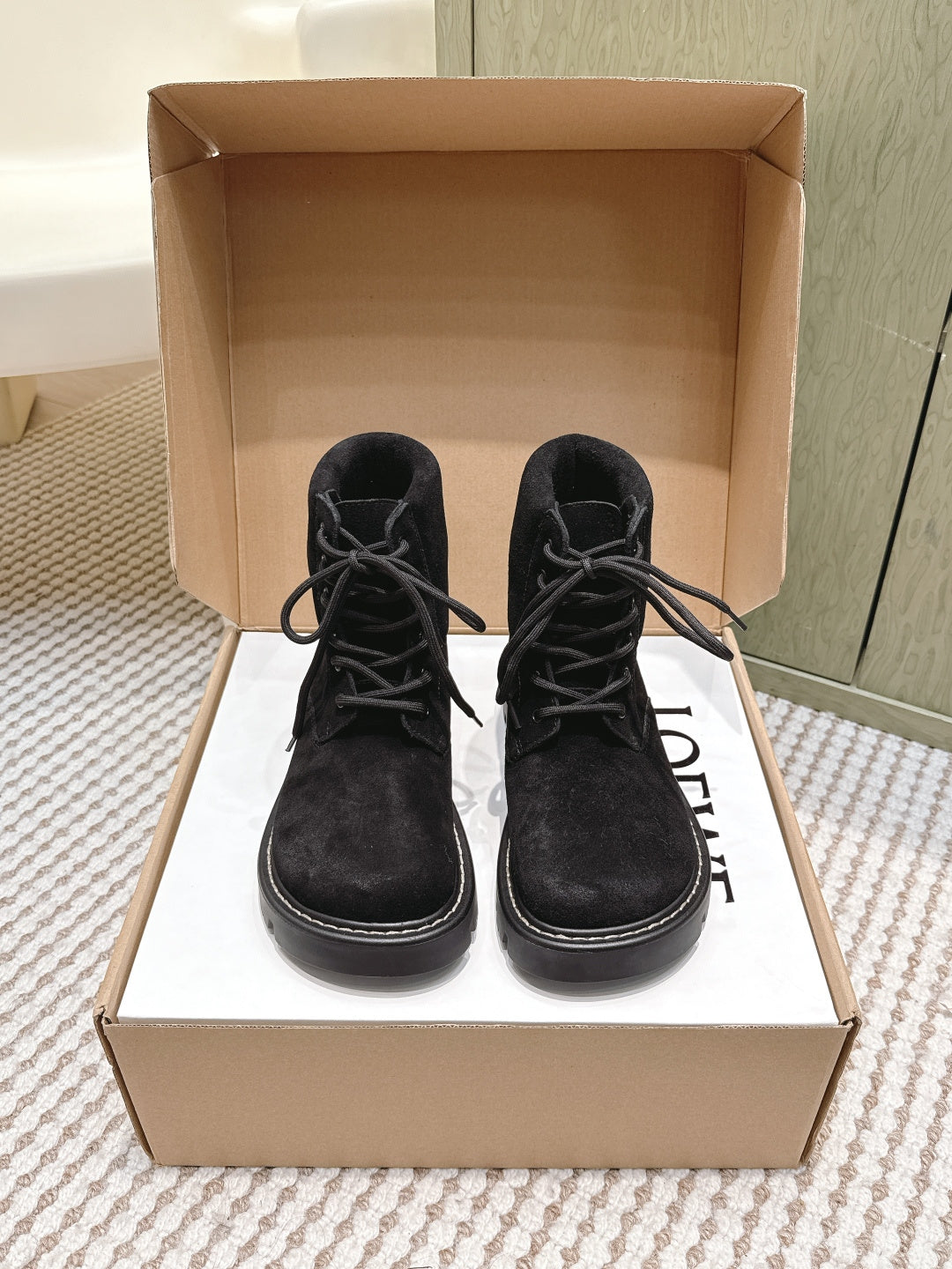 Loewe 2025 Sierra Ankle Boot Black Suede 556051