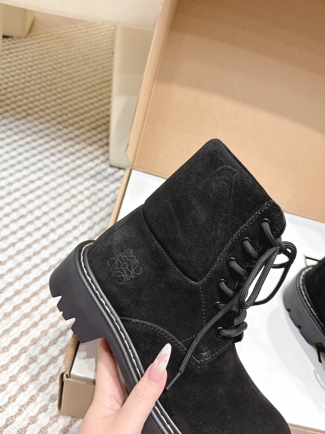 Loewe 2025 Sierra Ankle Boot Black Suede 556051