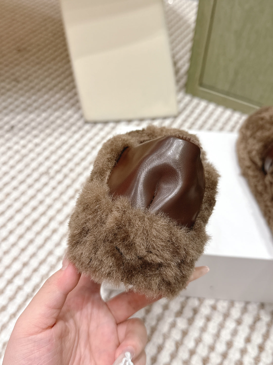 Loewe 2025 Slipper With A Buckle Strap Brown Fur Leather 556054