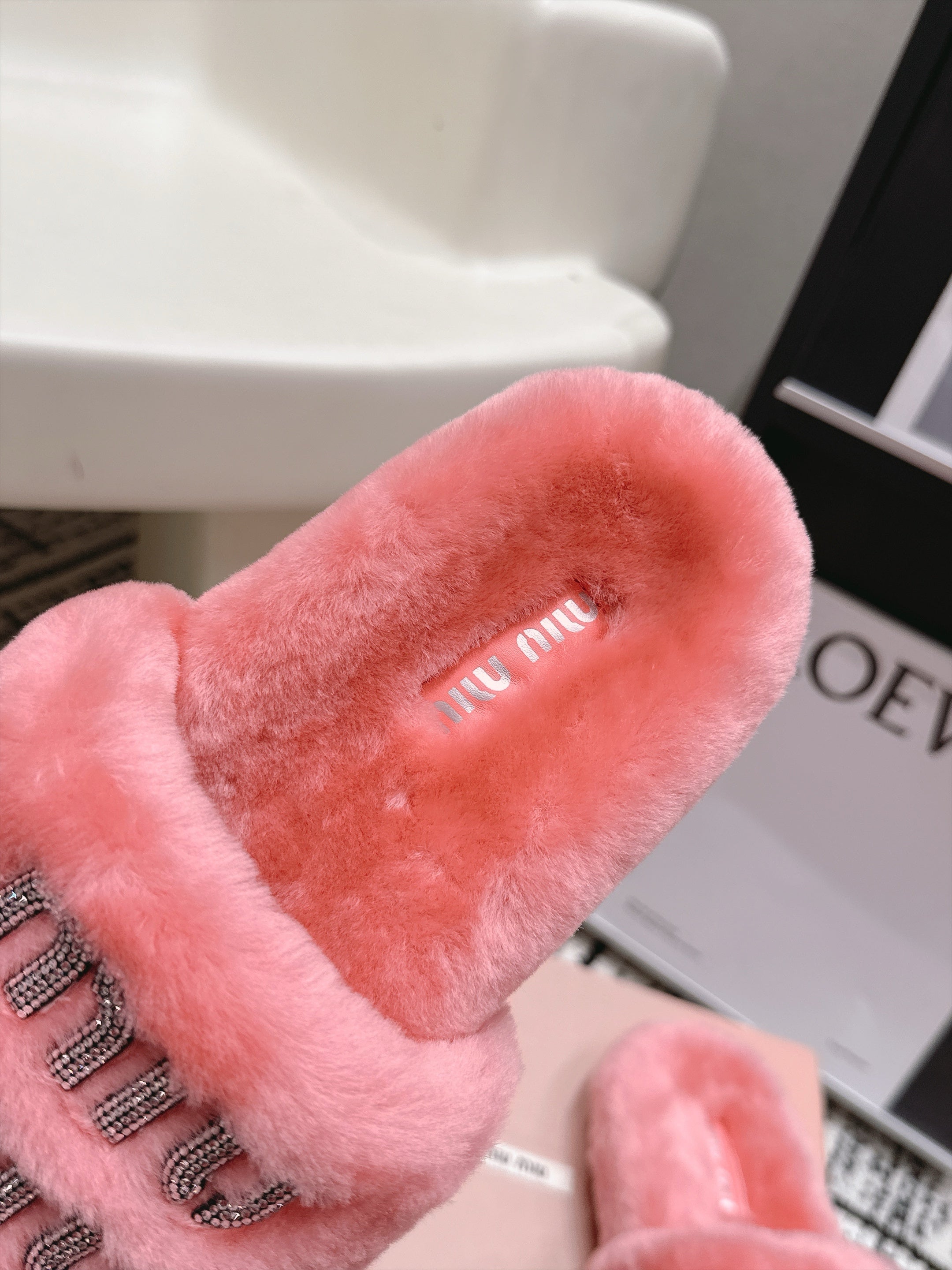 Miu Miu 2026 Crystal Logo Sandals Wool 990475