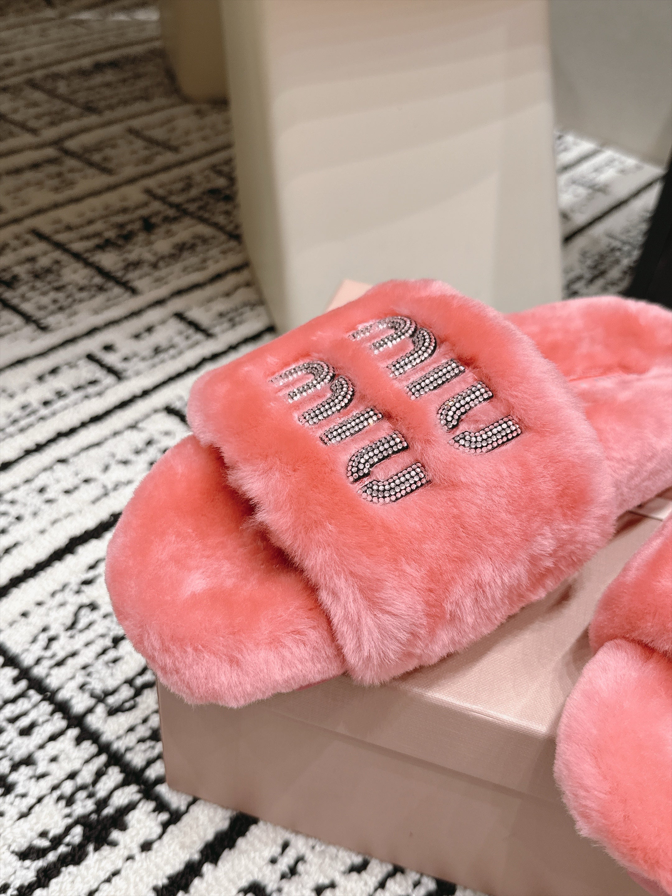 Miu Miu 2026 Crystal Logo Sandals Wool 990475
