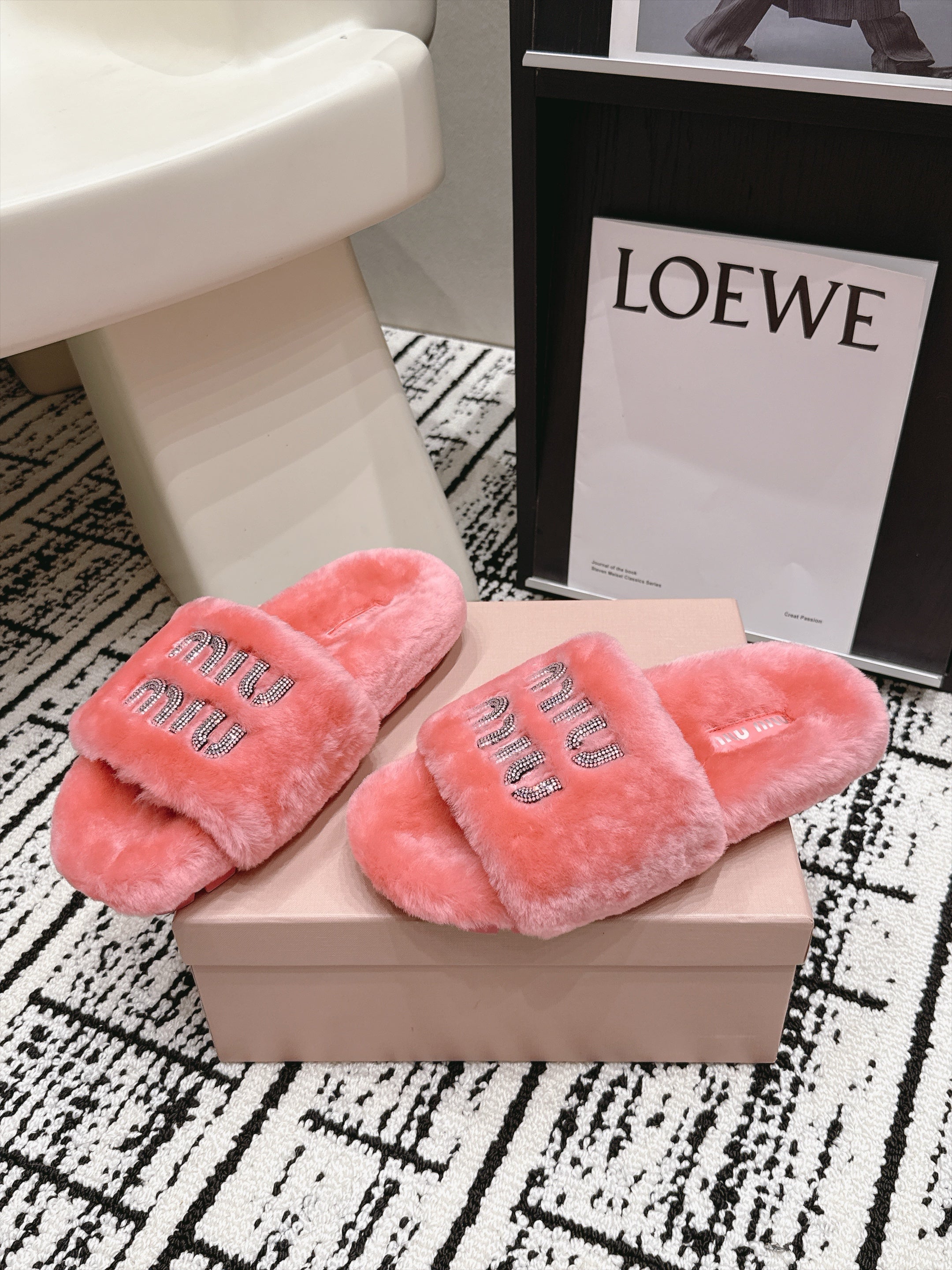 Miu Miu 2026 Crystal Logo Sandals Wool 990475