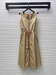 Miu Sleeveless Technical Nylon Beige Dress