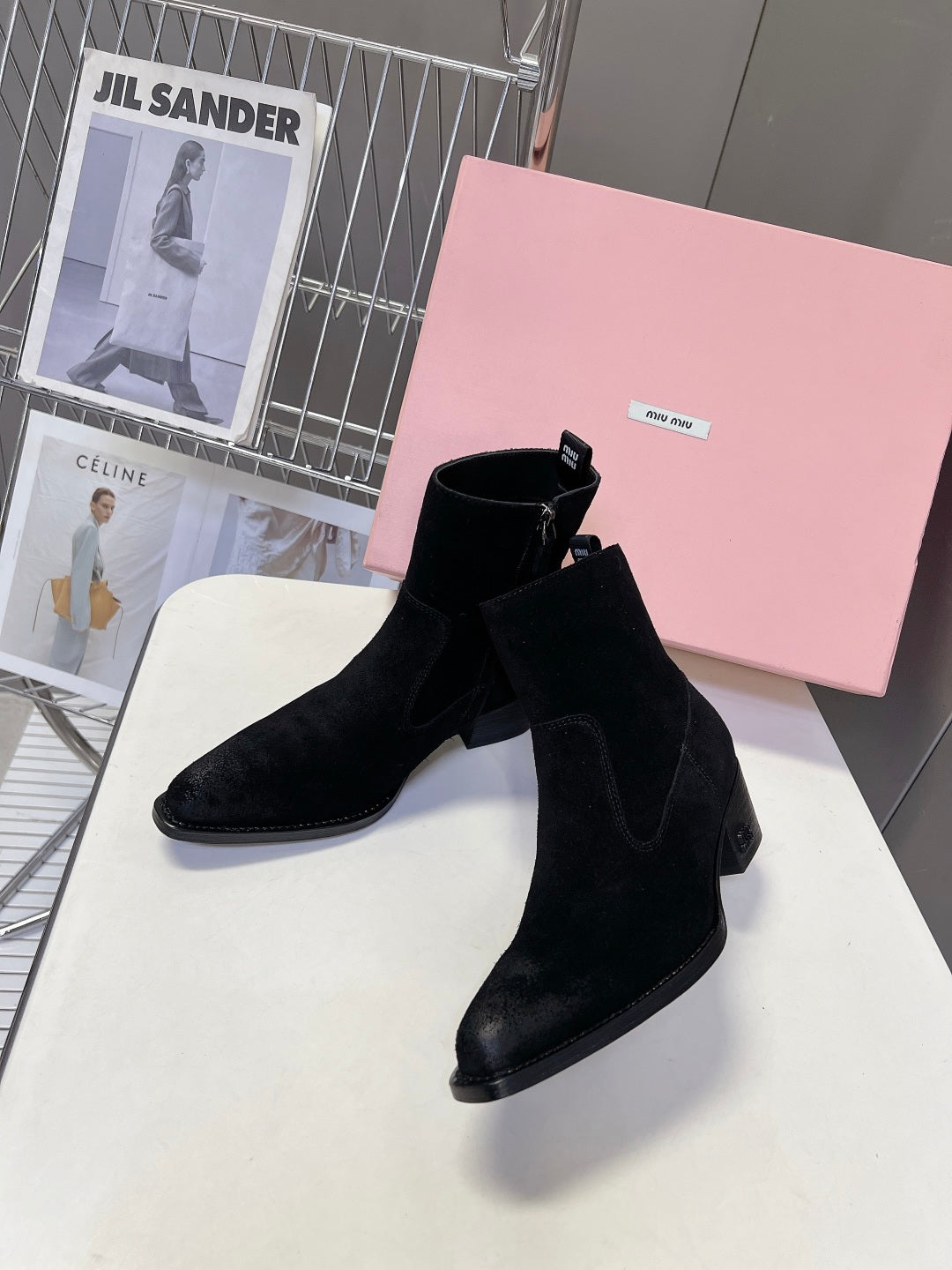 Miu Miu 2026 Western Ankle Boots Suede Leather 994192