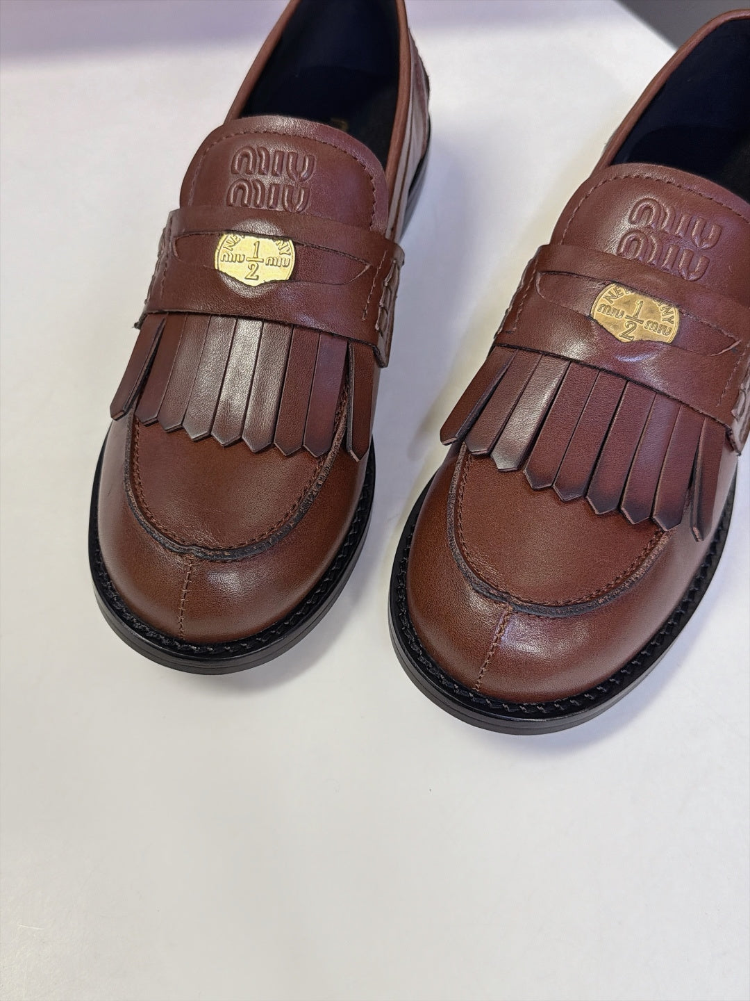 Miu Miu 2026 Fringe Leather Penny Loafers Patent Leather 994218