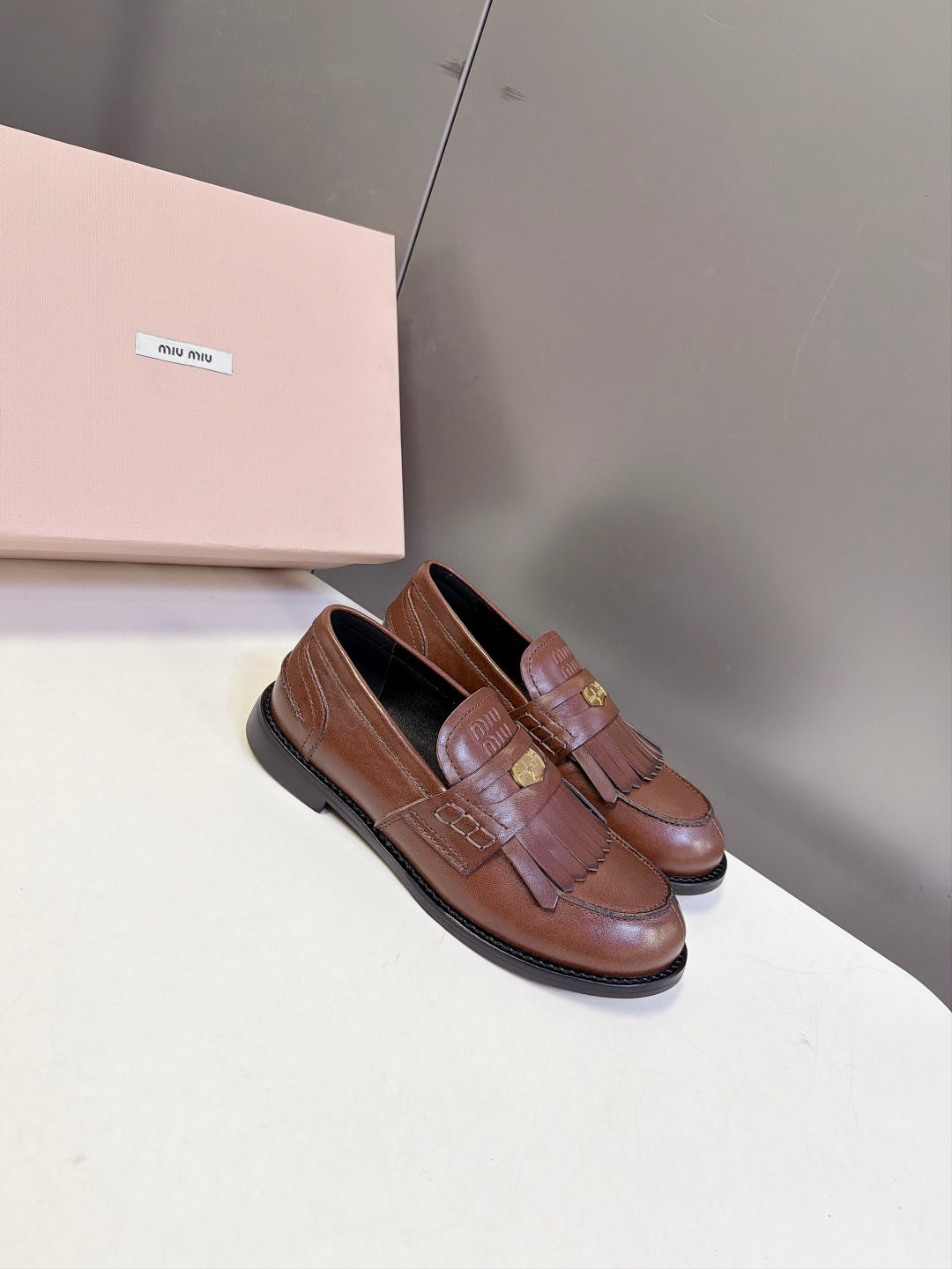 Miu Miu 2026 Fringe Leather Penny Loafers Patent Leather 994218