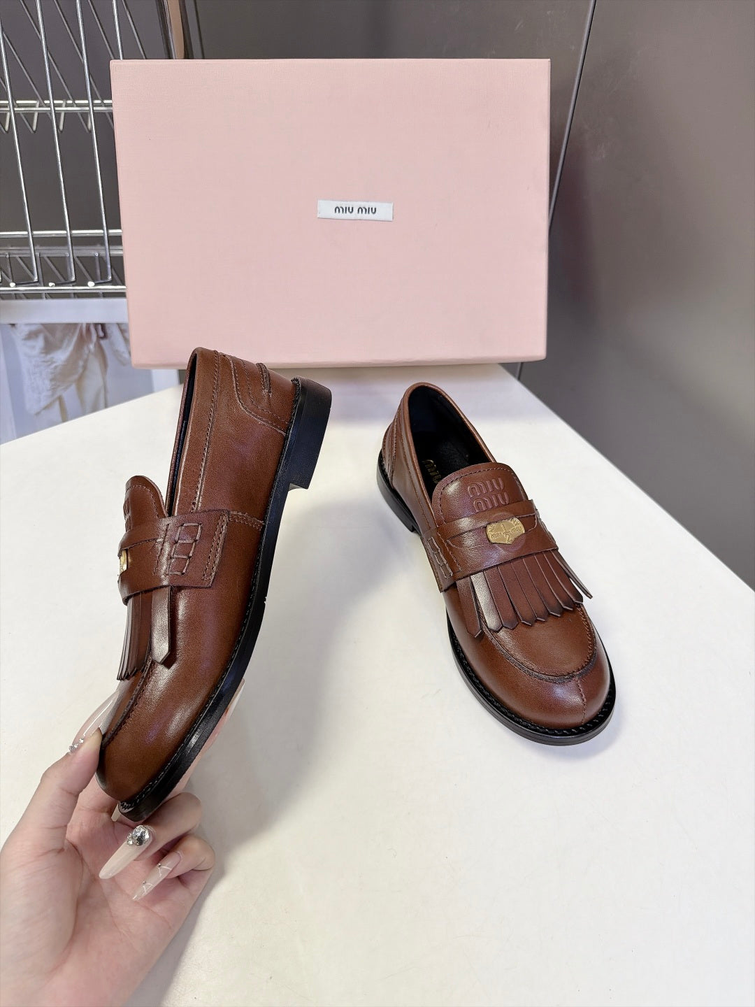 Miu Miu 2026 Fringe Leather Penny Loafers Patent Leather 994218