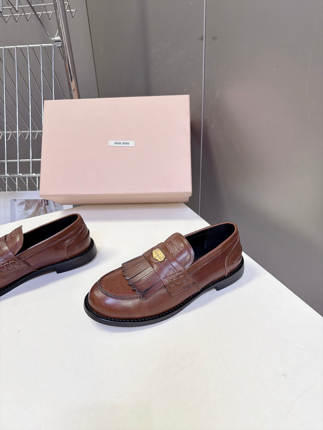 Miu Miu 2026 Fringe Leather Penny Loafers Patent Leather 994218
