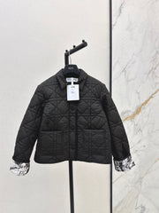 CD 25 Plaid Quilted Lapel Set Black Cotton