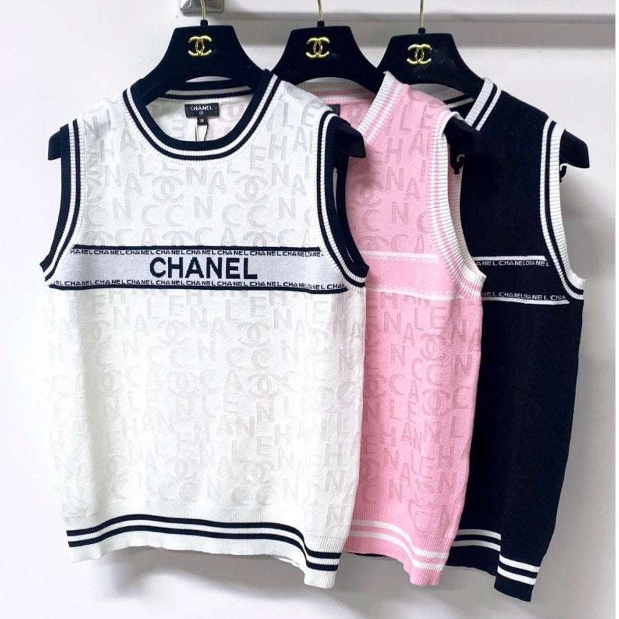 Chanel 2026 Striped Knit Vest Cotton 439815