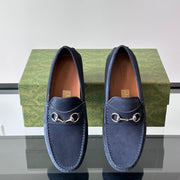 GG Men's Horsebit Loafer Navy Blue Suede 543472