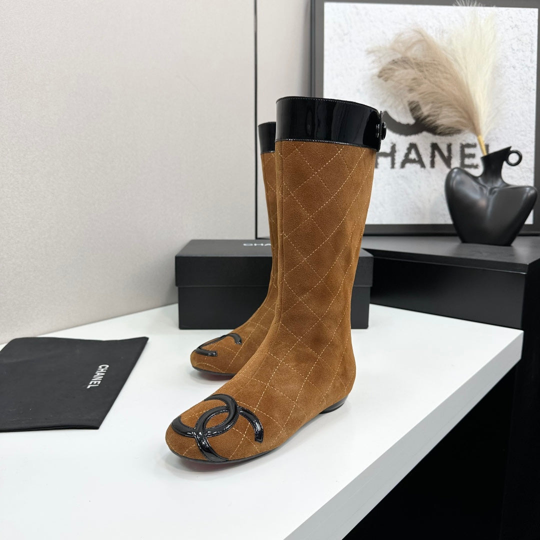 Chanel 2026 Cambon Line Quilted Boots Suede Leather 985743