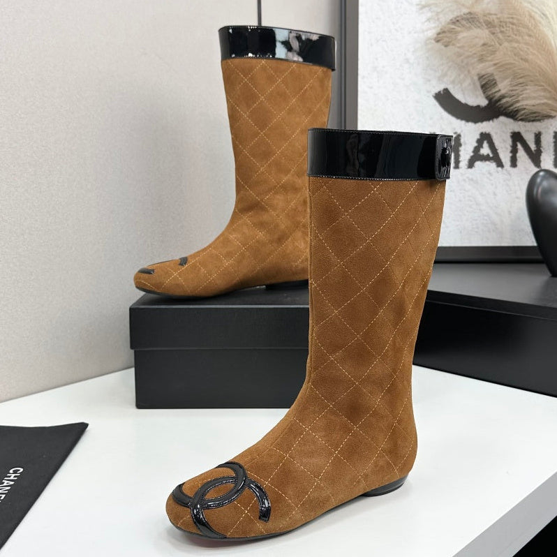 Chanel 2026 Cambon Line Quilted Boots Suede Leather 985743