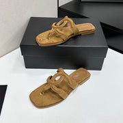 Chanel 2026 Flat Thong Sandal Suede Leather 822819