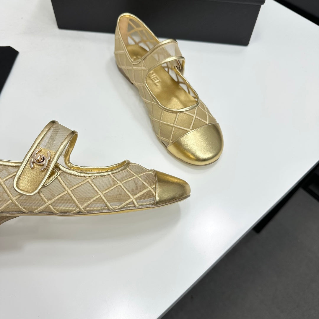 Chanel 2026 Mary Jane Ballet Flat Mesh Sheepskin 925879