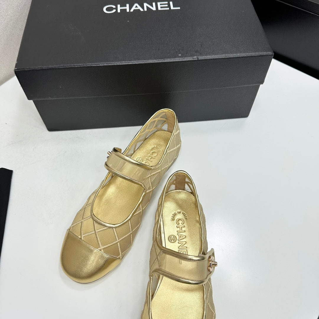 Chanel 2026 Mary Jane Ballet Flat Mesh Sheepskin 925879