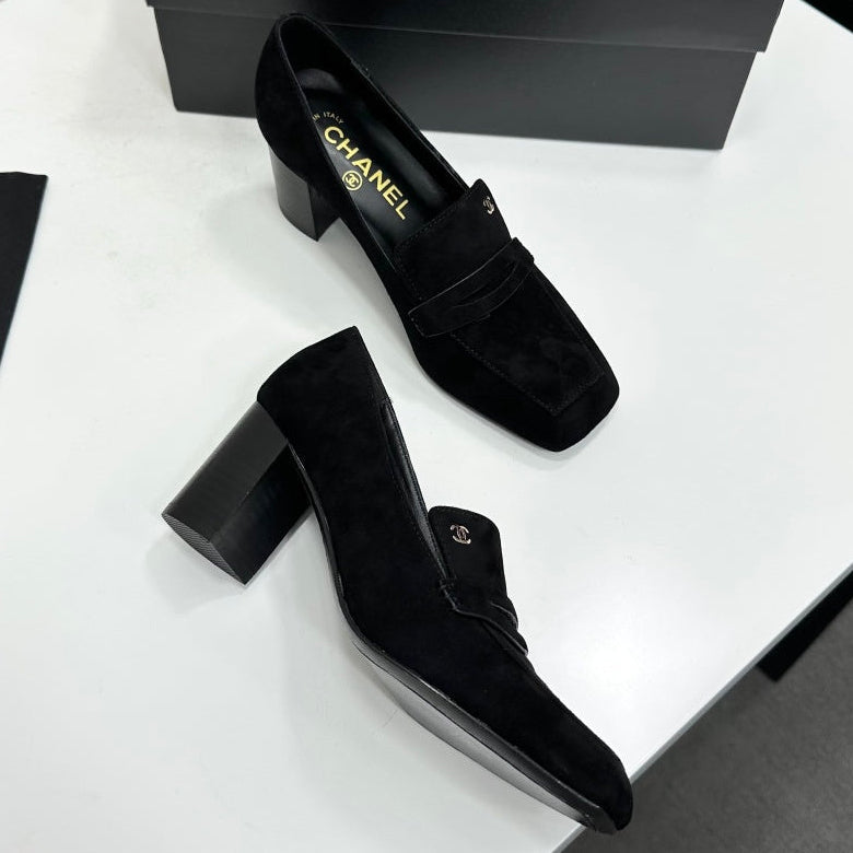 Chanel 2026 Square Toe Chunky Shoes 70mm Suede Leather 944667