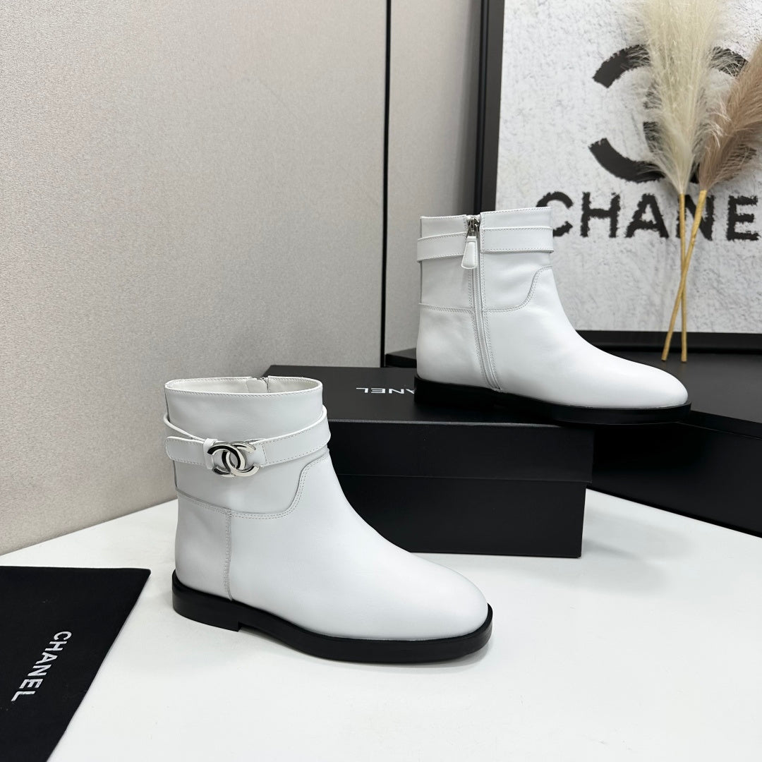 Chanel 2026 CC Logo Belted Boots Cowhide 985942