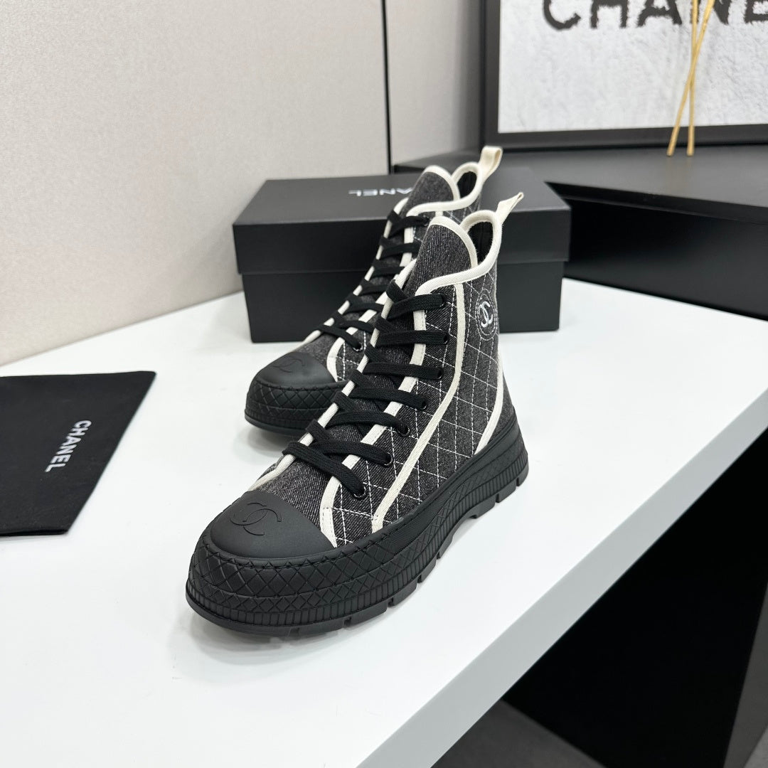 Chanel 2026 Quilted High Top Sneakers Suede Fabric 986146