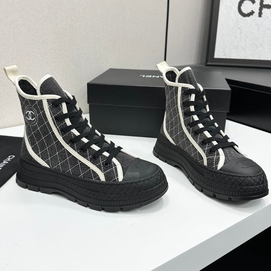 Chanel 2026 Quilted High Top Sneakers Suede Fabric 986146