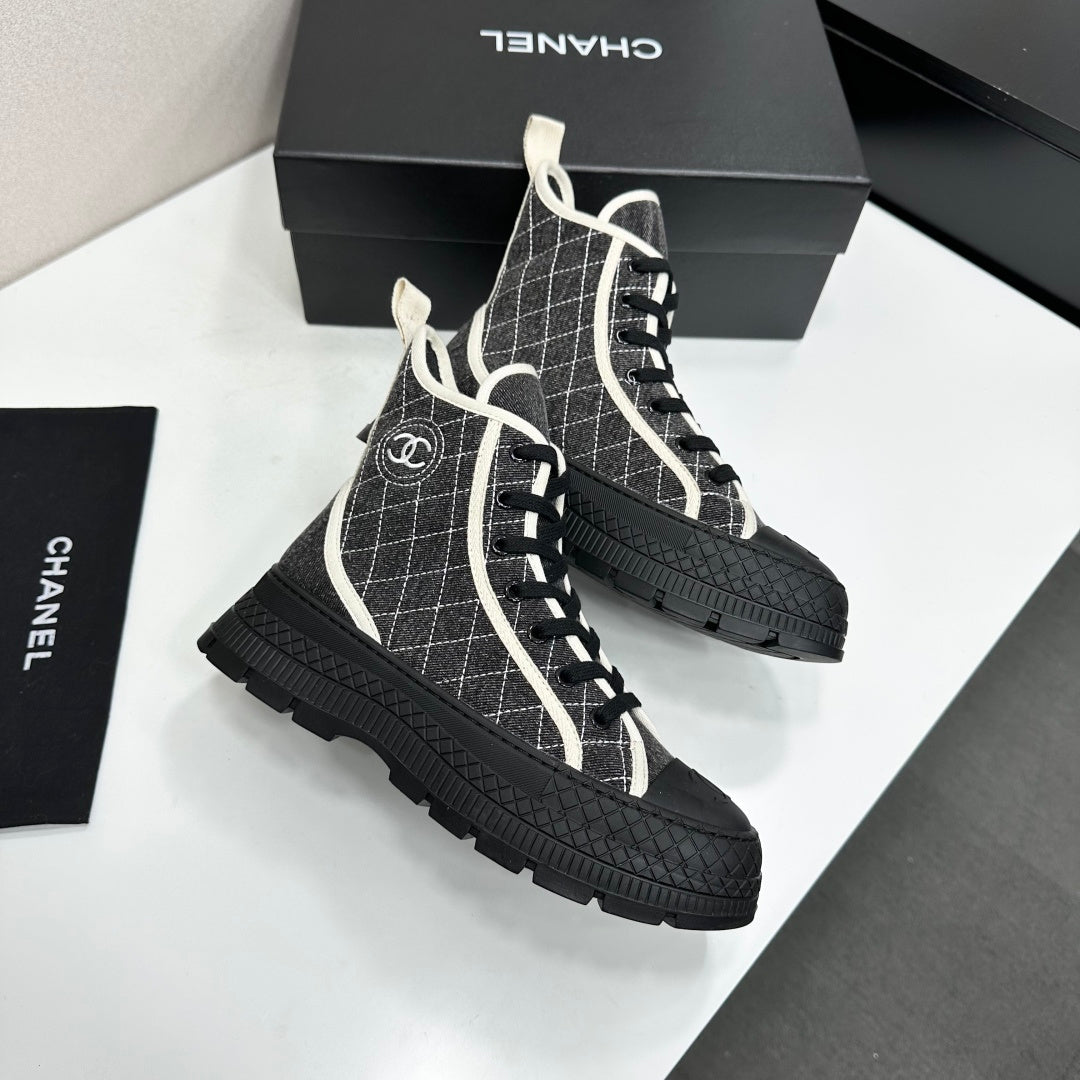 Chanel 2026 Quilted High Top Sneakers Suede Fabric 986146