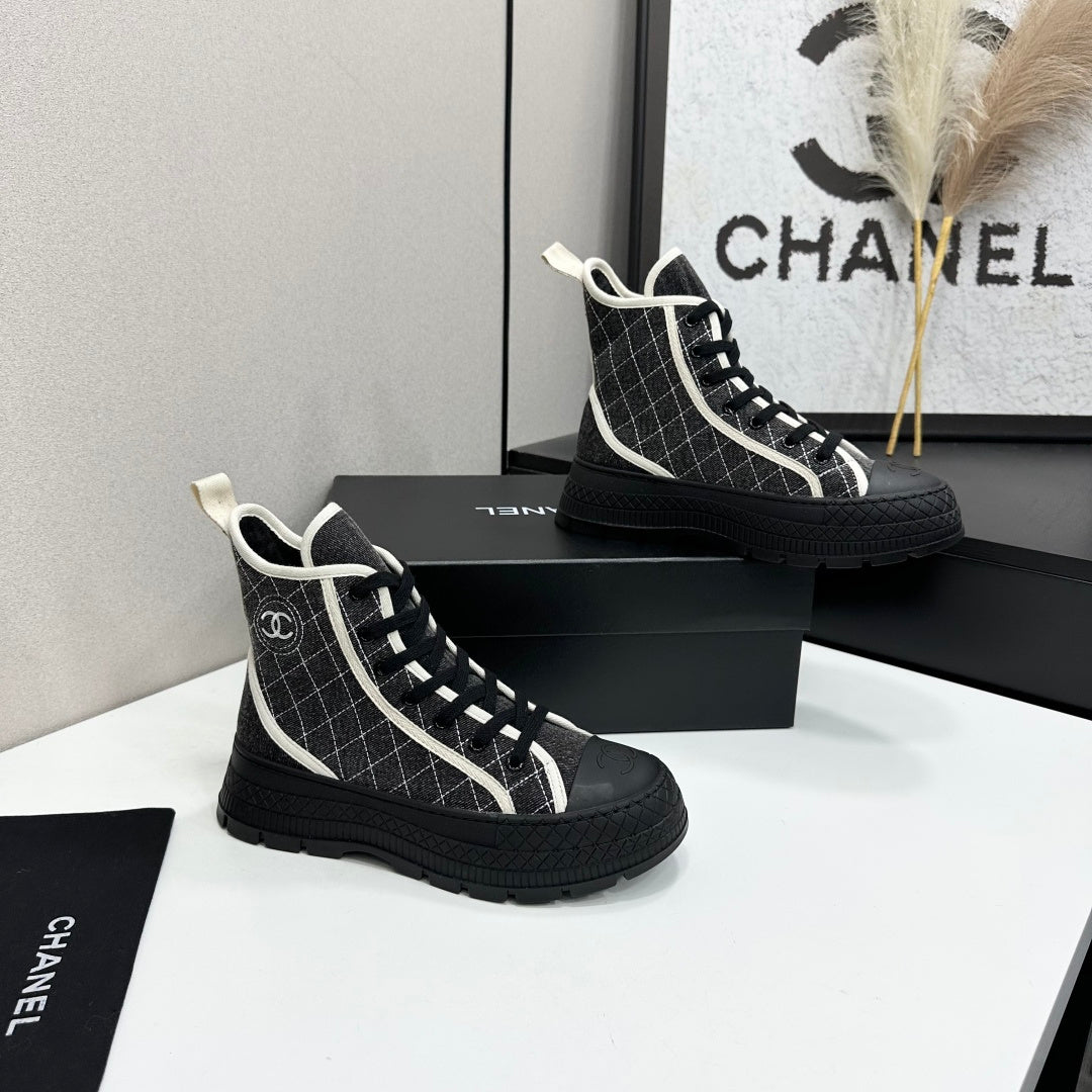 Chanel 2026 Quilted High Top Sneakers Suede Fabric 986146