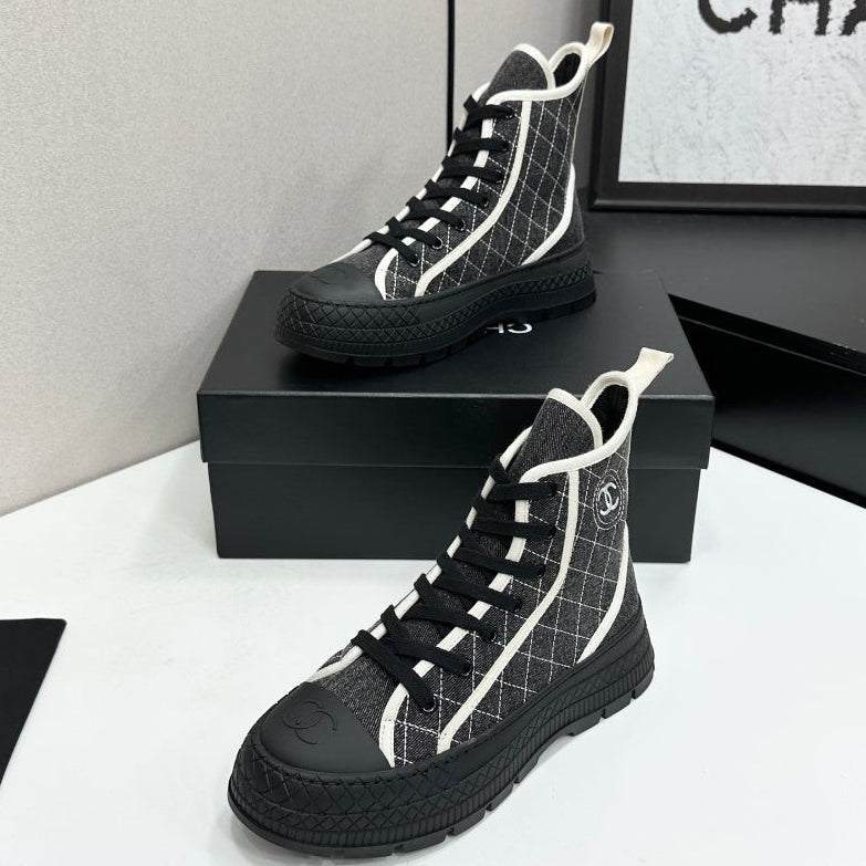 Chanel 2026 Quilted High Top Sneakers Suede Fabric 986146