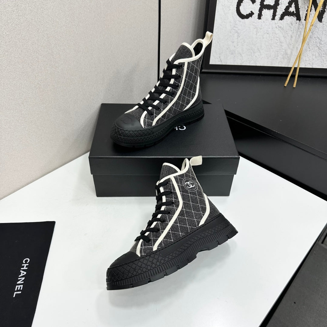 Chanel 2026 Quilted High Top Sneakers Suede Fabric 986146