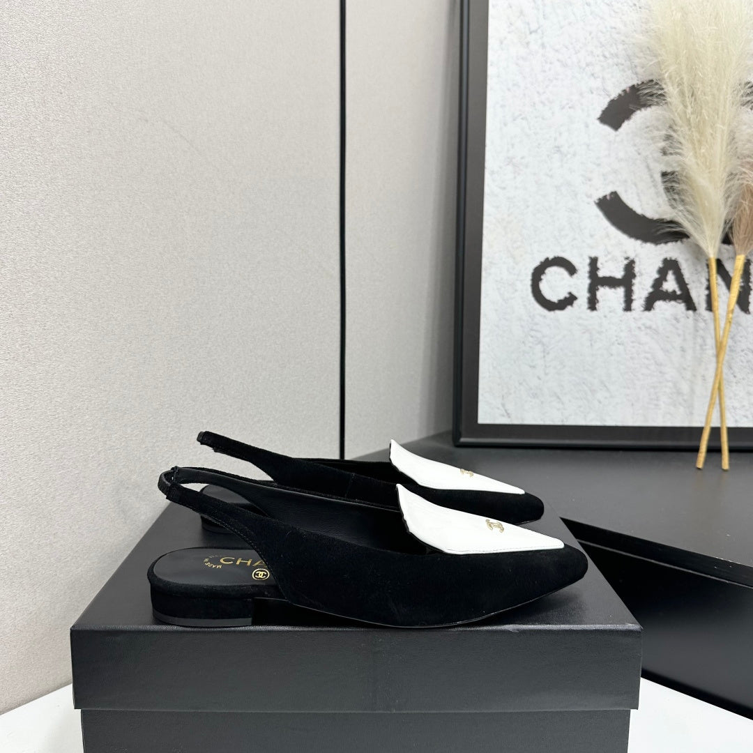 Chanel 2026 Two-Tone Flat Slingbacks Suede Leather 985827