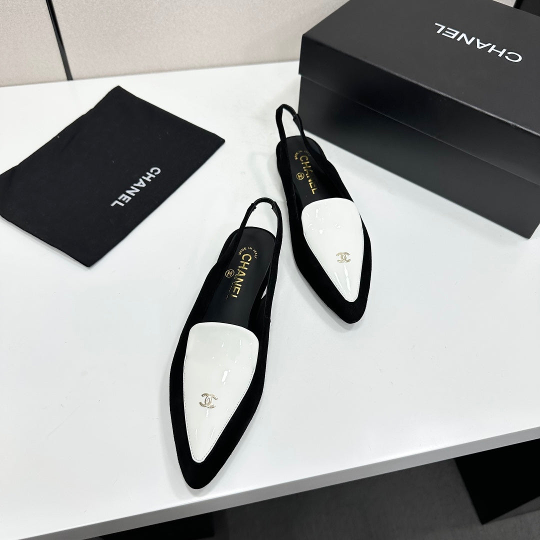 Chanel 2026 Two-Tone Flat Slingbacks Suede Leather 985827