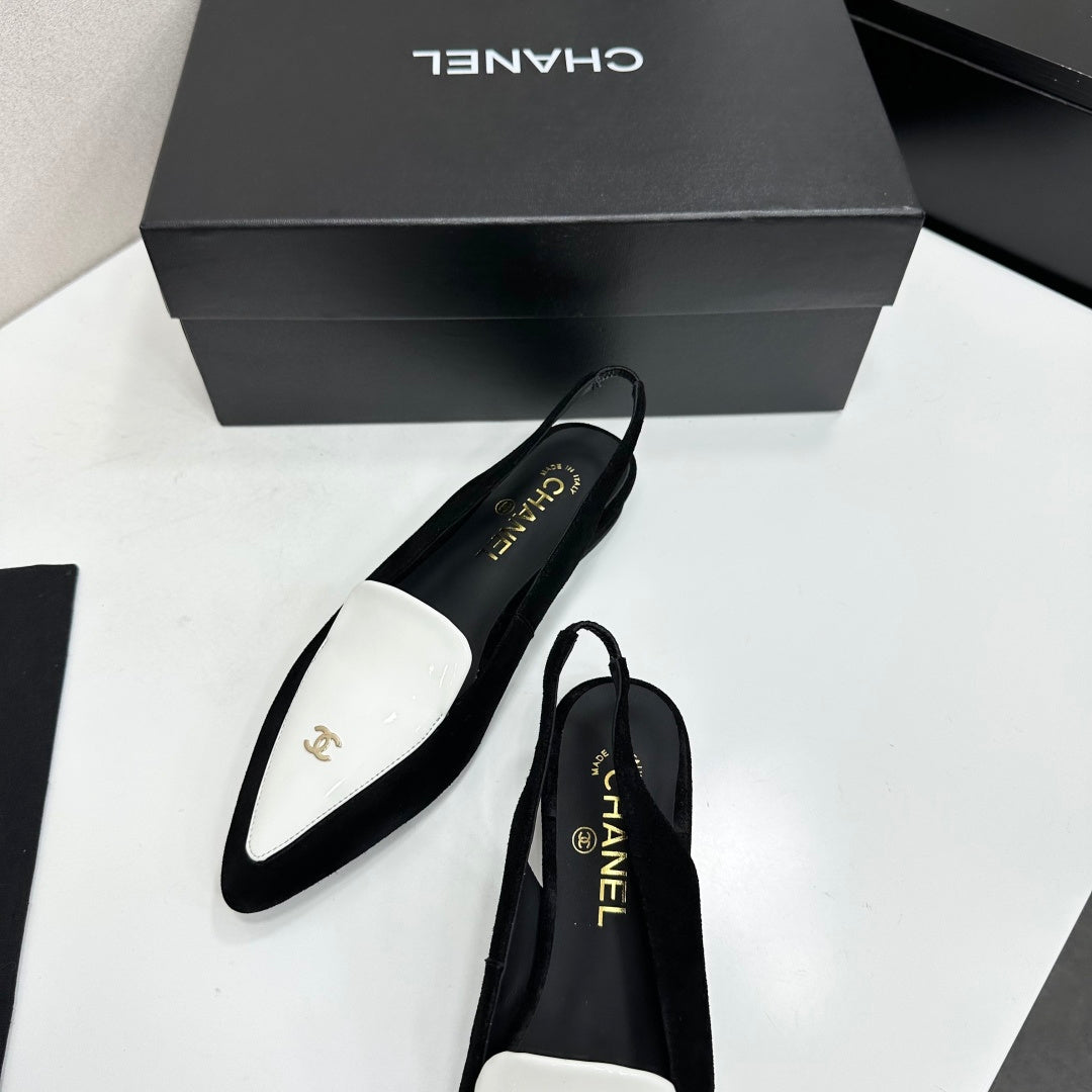 Chanel 2026 Two-Tone Flat Slingbacks Suede Leather 985827