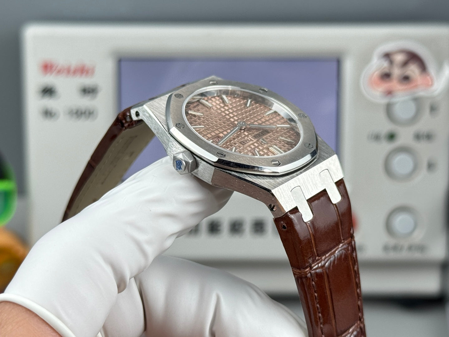 Audemars Piguet Royal 33mm Pink Gold Dial Brown Crocodile Leather