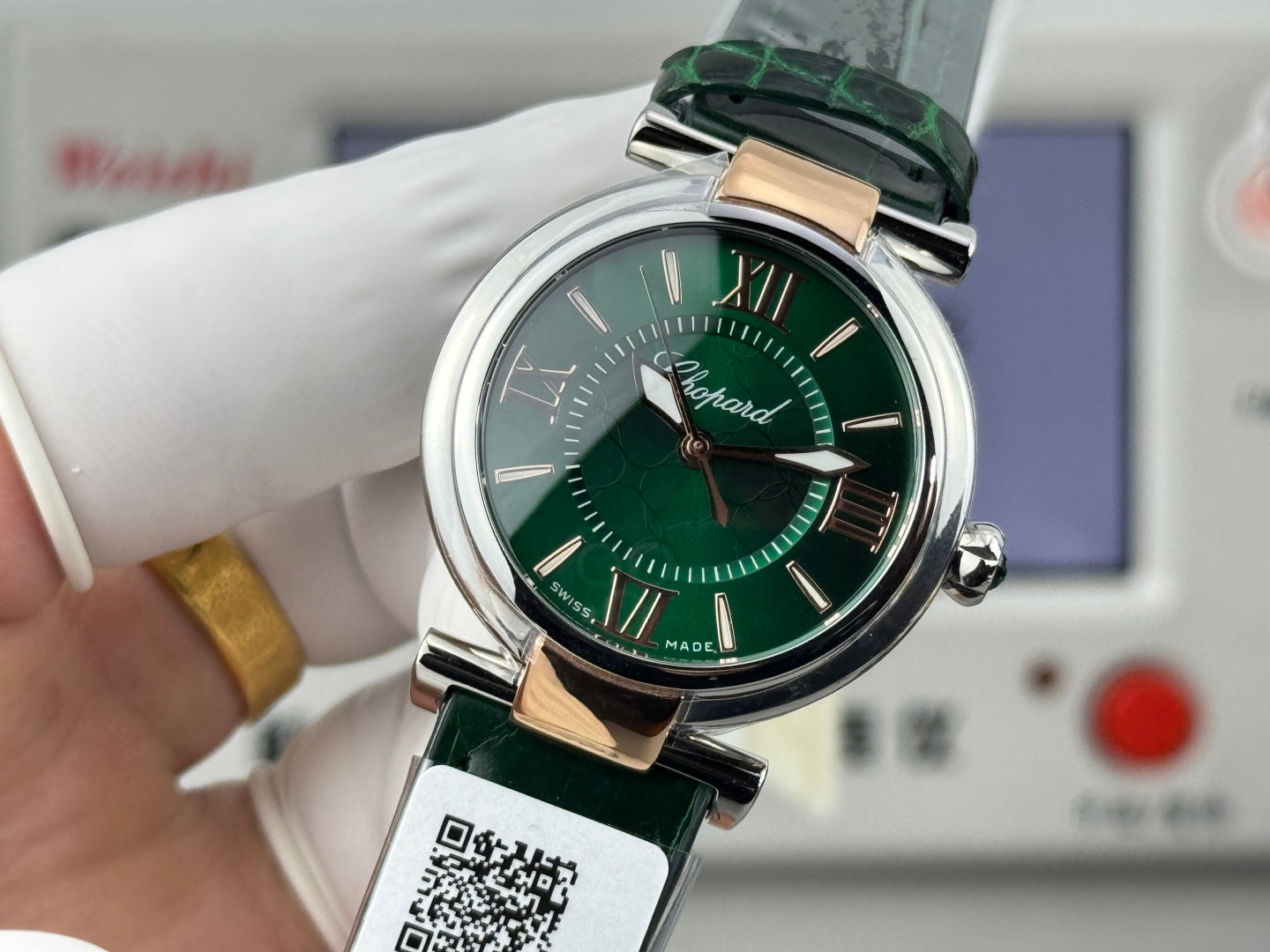 Chopard Imperiale 29mm Sliver Case Green Crocodial Leather