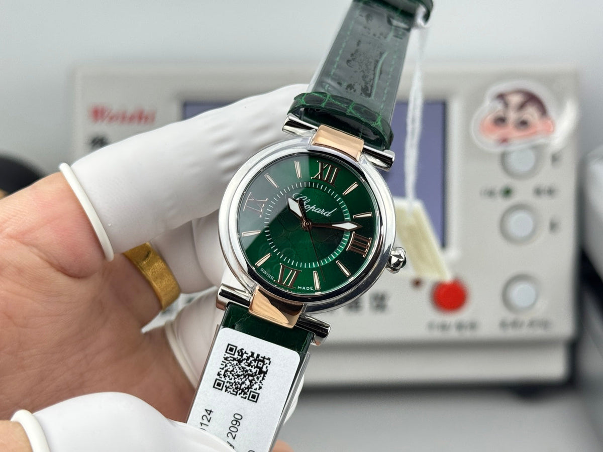 Chopard Imperiale 29mm Sliver Case Green Leather