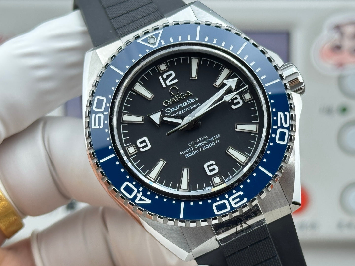 Omega Seamaster Planet Ocean 600M 42mm Blue Black Dial Rubber Strap