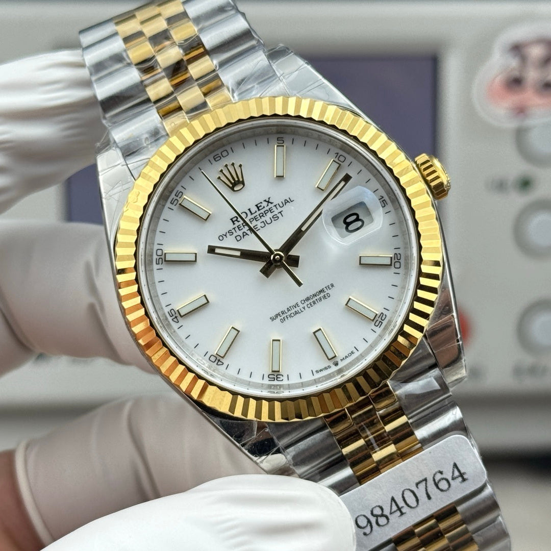 Rolex Datejust 36mm Gold Steel Case White Dial