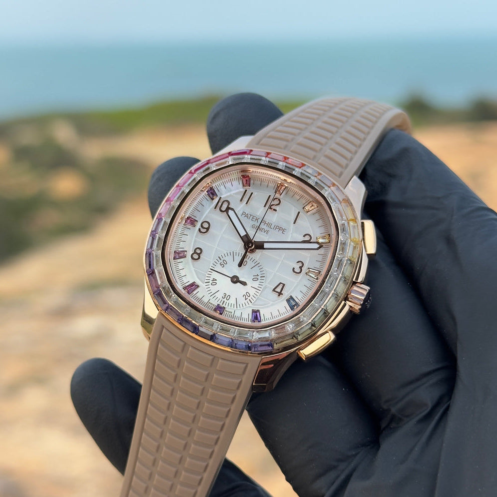Patek Philippe Aquanaut Luce “Rainbow” Chronograph 40mm Beige Rubber Strap