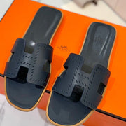 HM Oran Sandal Black Blue Perforate Cowhide 294870
