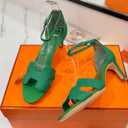 HM Joy 65mm Heeled Sandals Green Cowhide 294910