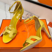 HM Joy 90mm Heeled Sandals Yellow Flat Cowhide 294924