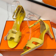 HM Joy 65mm Heeled Sandals Yellow Flat Cowhide 294929