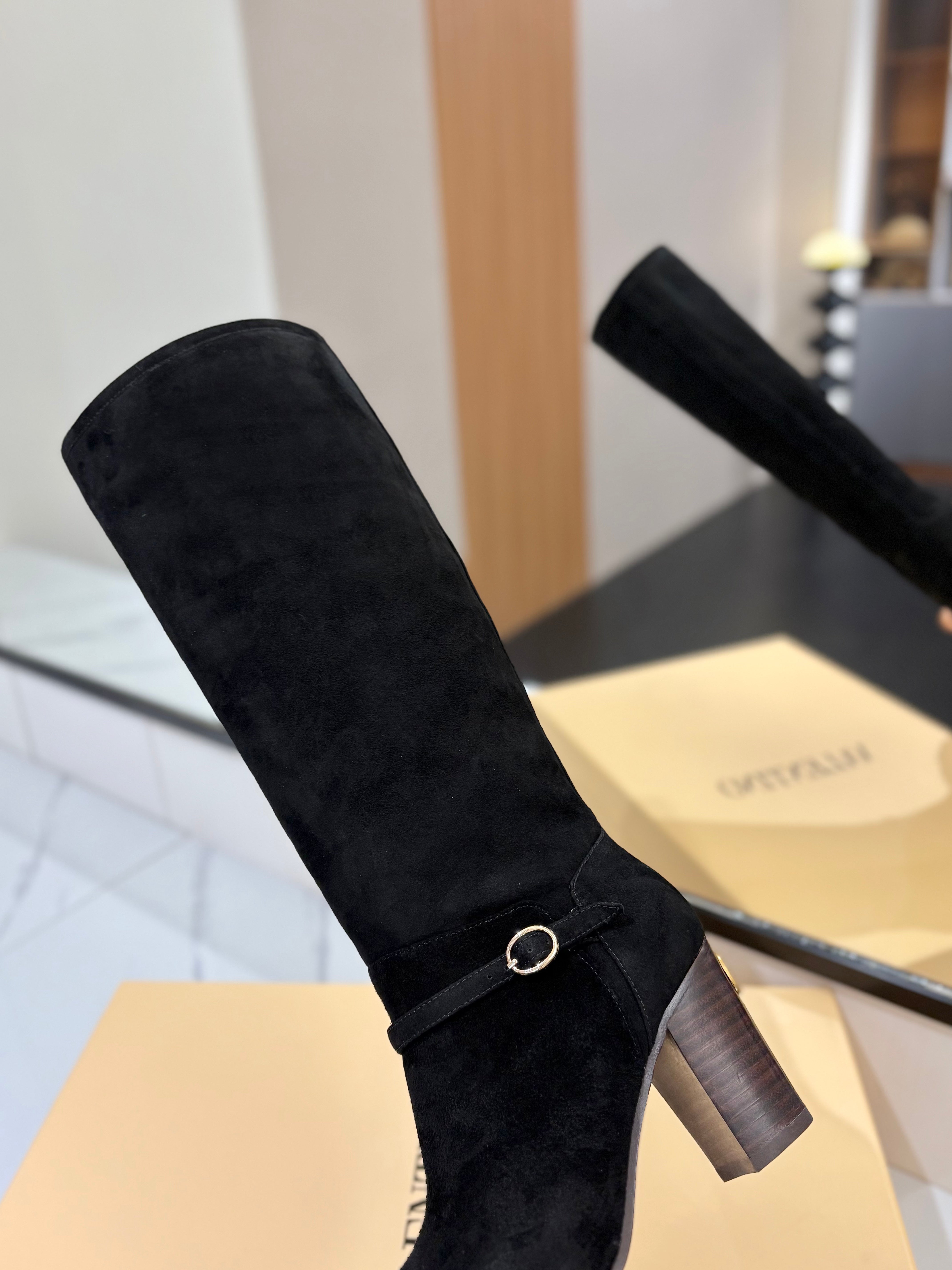 Valentino 2025 Pattie High Boot Black Suede 560740